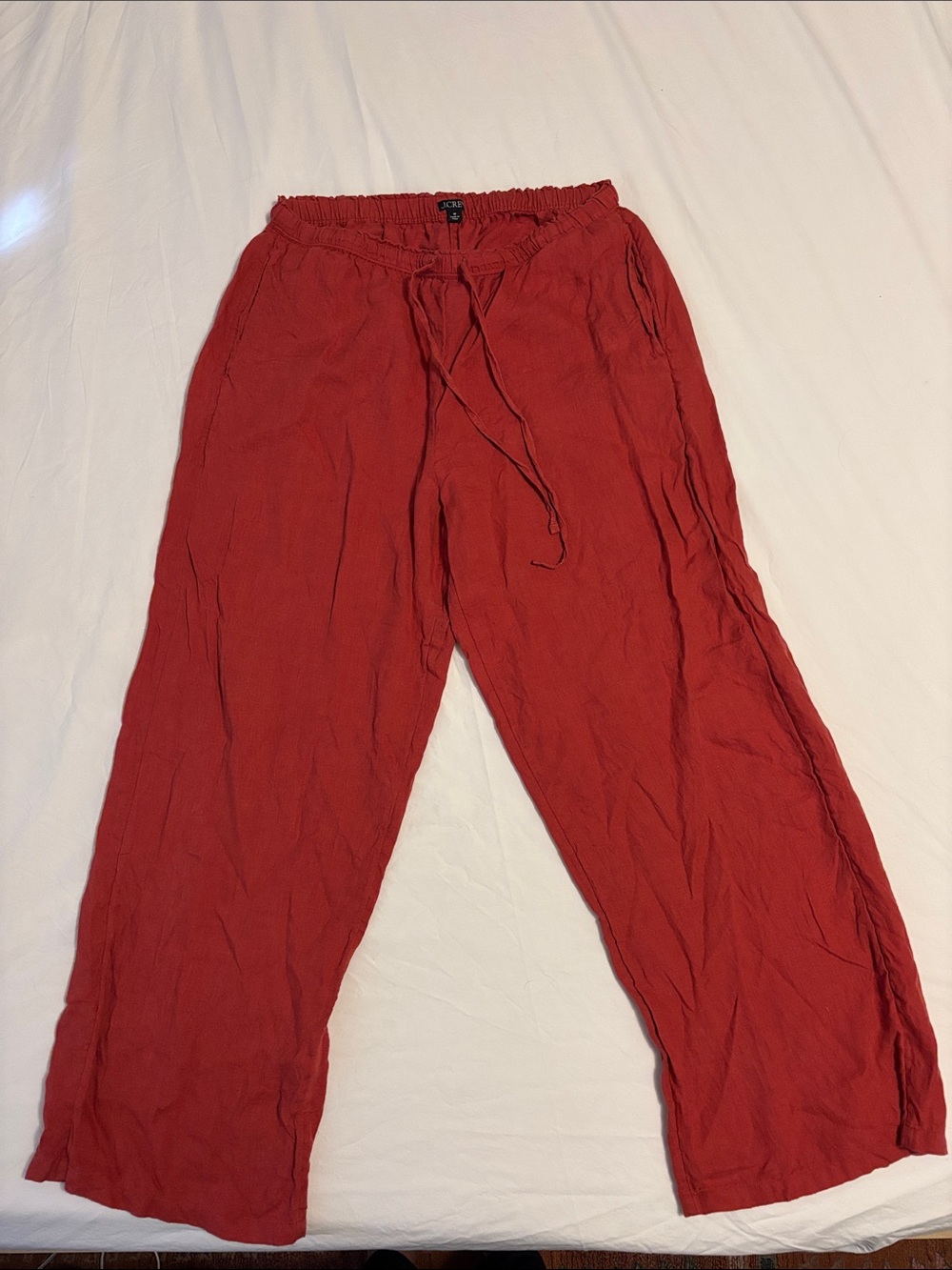 Relaxed Drawstring women’s linen jcrew Pants - Red